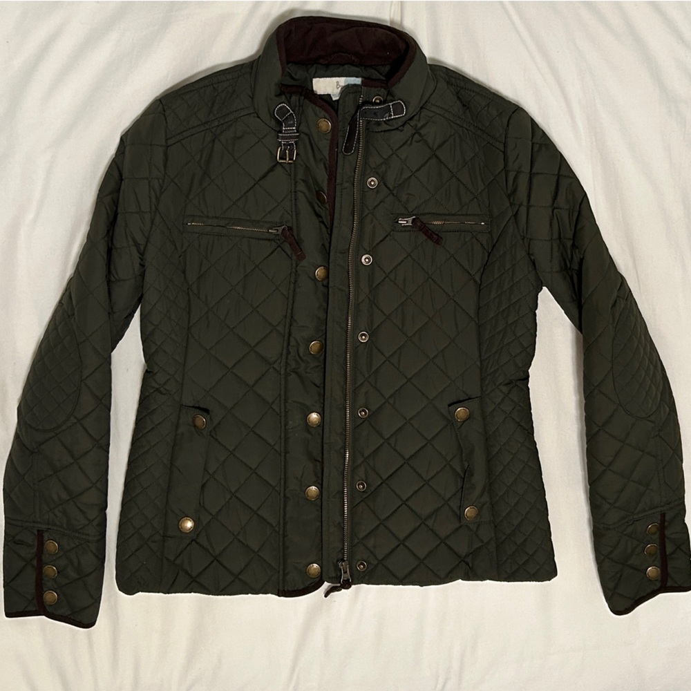 Boden Women’s London Quilted Field Jacket, Green and Brown, Size 6